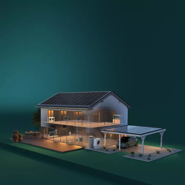 House with Solarwatt photovoltaic system